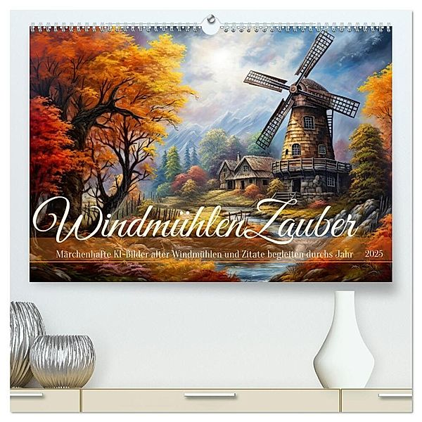 Windmühlenzauber (hochwertiger Premium Wandkalender 2025 DIN A2 quer), Kunstdruck in Hochglanz, Calvendo, Sabine Löwer