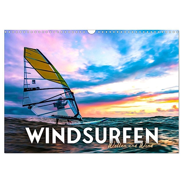Windsurfen - Wellen und Wind (Wandkalender 2024 DIN A3 quer), CALVENDO Monatskalender, Happy Monkey