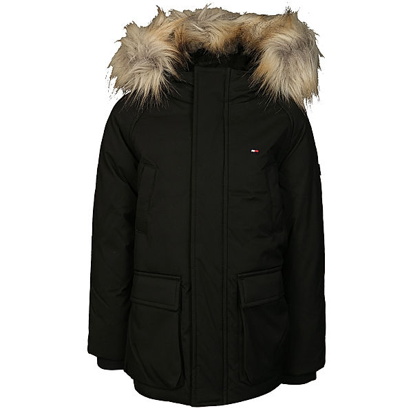 TOMMY HILFIGER Winter-Parka NEW TECH mit Kunstfellbesatz in schwarz