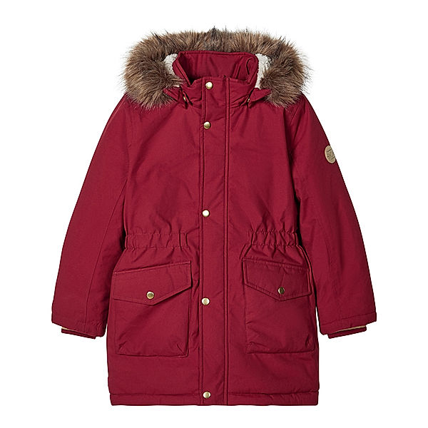 name it Winter-Parka NKFMIBIS mit Kunstfellbesatz in rot