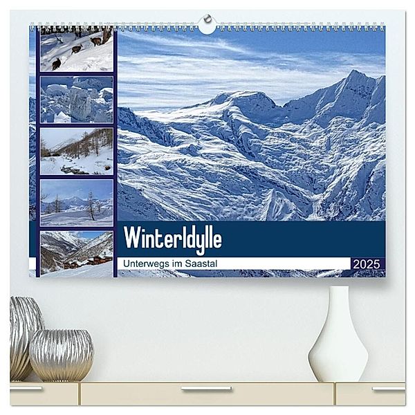 WinterIdylle Unterwegs im Saastal (hochwertiger Premium Wandkalender 2025 DIN A2 quer), Kunstdruck in Hochglanz, Calvendo, Susan Michel