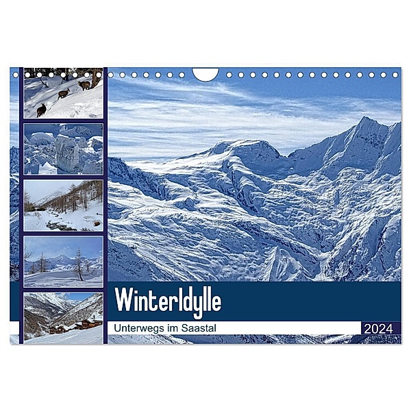 WinterIdylle Unterwegs im Saastal (Wandkalender 2024 DIN A4 quer), CALVENDO Monatskalender, Susan Michel