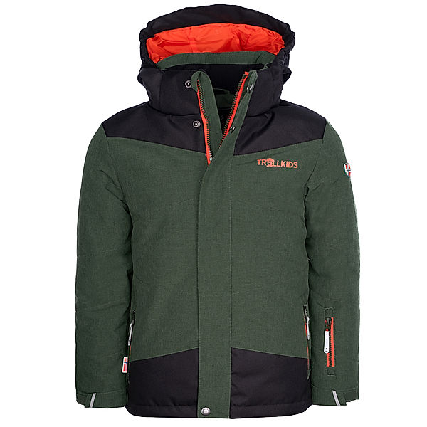 TROLLKIDS Winterjacke KIDS NOREFJELL in forest green/flame orange