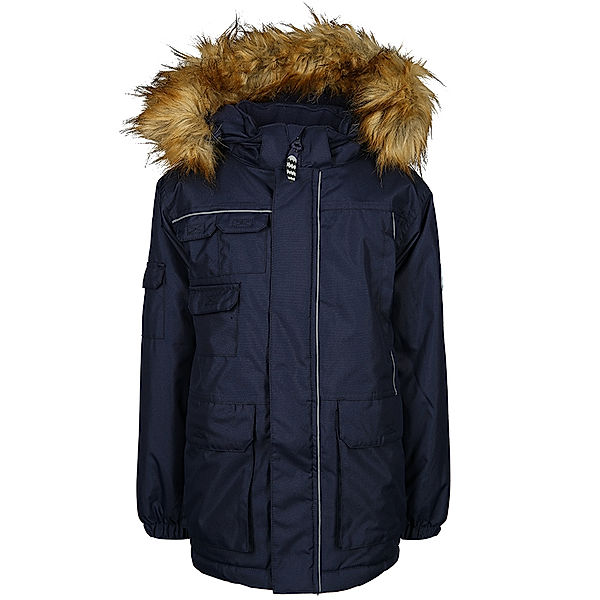 racoon outdoor Winterjacke MEKONG mit Kunstfellbesatz in dunkelblau