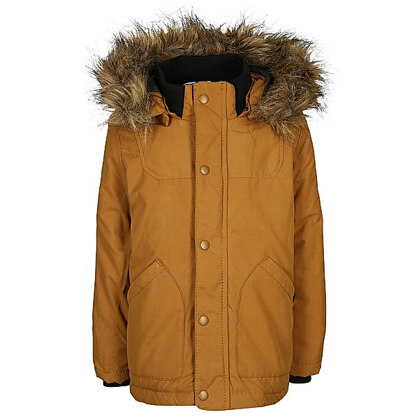 name it Winterjacke NMMMALIEN mit Kunstfellbesatz in ocker