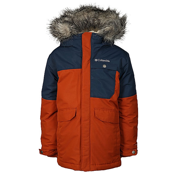 Columbia Winterjacke NORDIC STRIDER™ mit Kunstfellbesatz in braun/dunkelblau