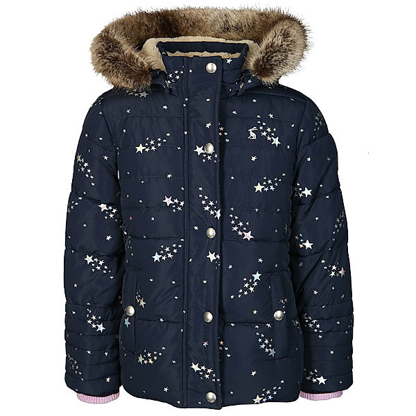 Tom Joule® Winterjacke STELLA – STARS mit Kunstfellbesatz in navy/silber