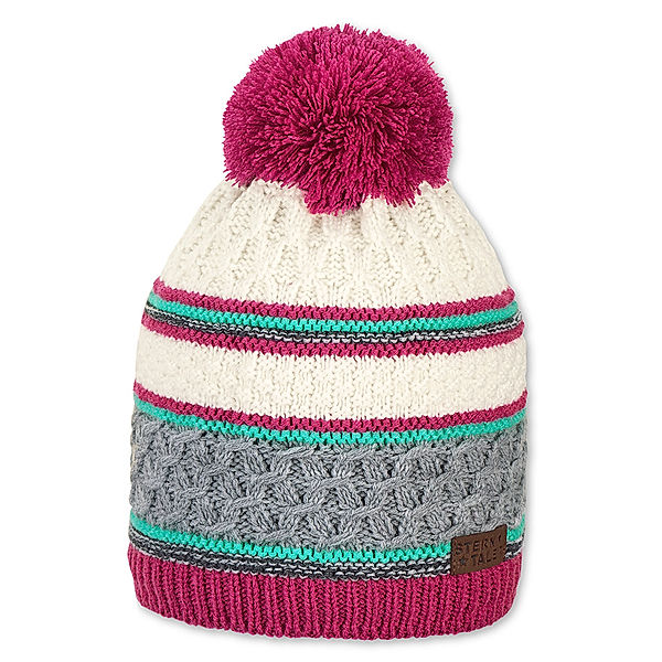 Sterntaler Wintermütze POMPOM mit Strickmuster in magenta