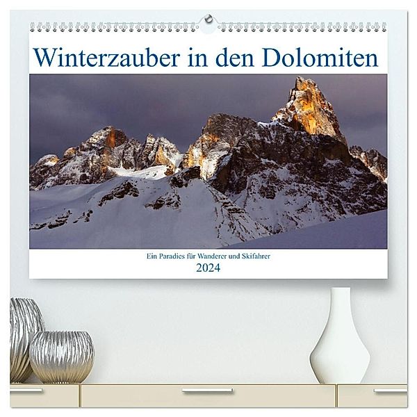 Winterzauber in den Dolomiten (hochwertiger Premium Wandkalender 2024 DIN A2 quer), Kunstdruck in Hochglanz, Joe Aichner