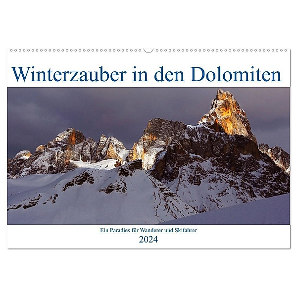 Winterzauber in den Dolomiten (Wandkalender 2024 DIN A2 quer), CALVENDO Monatskalender, Joe Aichner