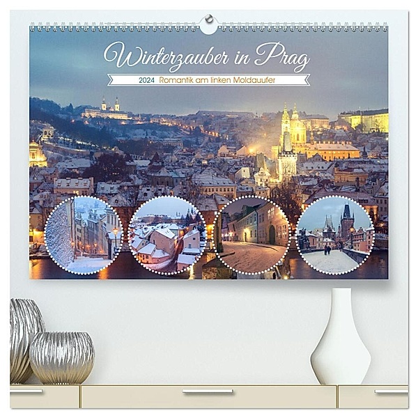 Winterzauber in Prag (hochwertiger Premium Wandkalender 2024 DIN A2 quer), Kunstdruck in Hochglanz, Drachenkind-Fotografie