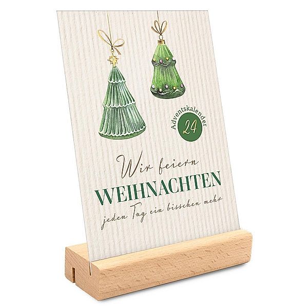 Wir feiern Weihnachten - Adventskalender mit Holzaufsteller