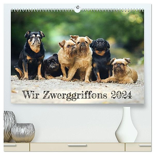 Wir Zwerggriffons 2024 (hochwertiger Premium Wandkalender 2024 DIN A2 quer), Kunstdruck in Hochglanz, Angelika Witt - Schomber