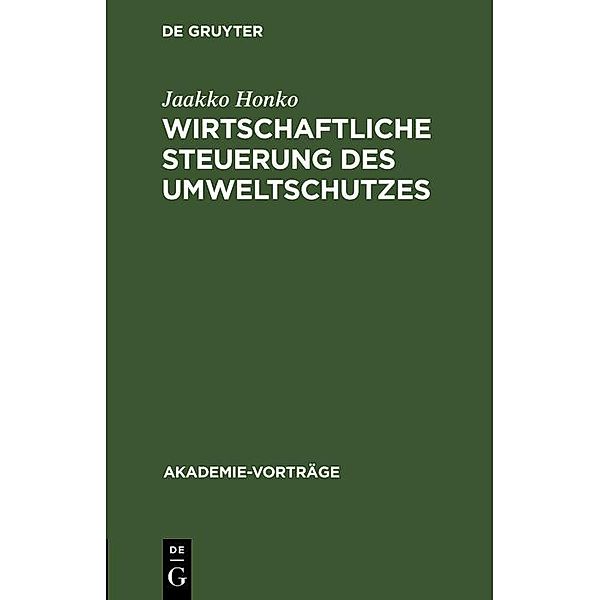 Wirtschaftliche Steuerung des Umweltschutzes, Jaakko Honko