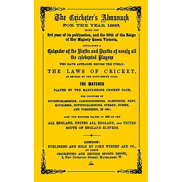 Wisden Cricketers' Almanack 1866, Bloomsbury Publishing