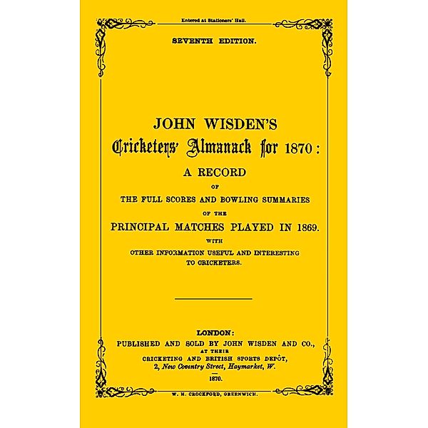 Wisden Cricketers' Almanack 1870, Bloomsbury Publishing