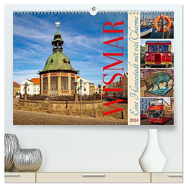 Wismar - Eine Hansestadt mit viel Charme (hochwertiger Premium Wandkalender 2024 DIN A2 quer), Kunstdruck in Hochglanz, Holger Felix