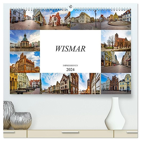 Wismar Impressionen (hochwertiger Premium Wandkalender 2024 DIN A2 quer), Kunstdruck in Hochglanz, Dirk Meutzner