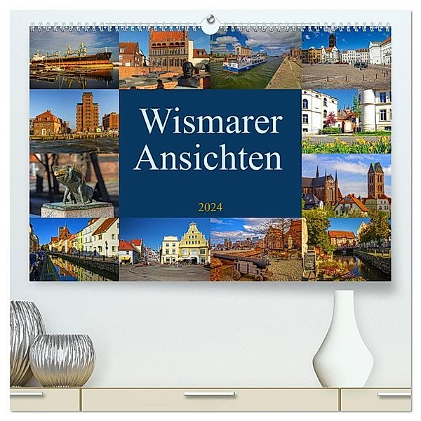 Wismarer Ansichten 2024 (hochwertiger Premium Wandkalender 2024 DIN A2 quer), Kunstdruck in Hochglanz, Holger Felix