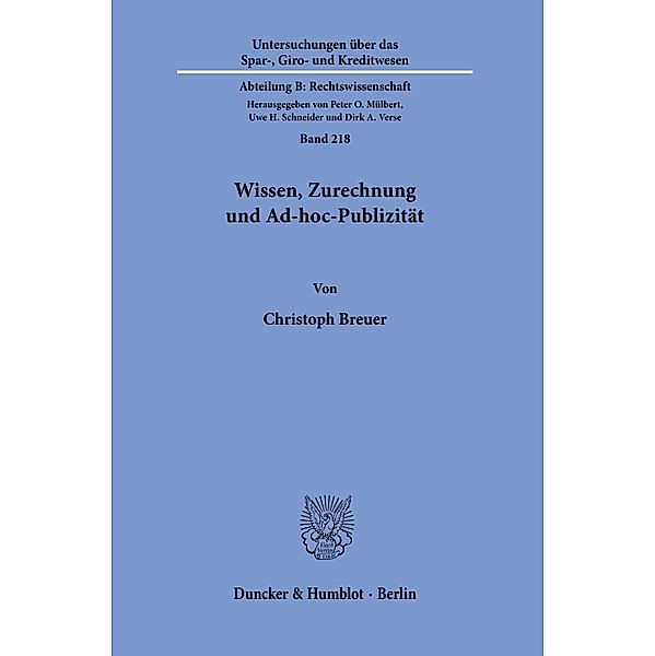 Wissen, Zurechnung und Ad-hoc-Publizität., Christoph Breuer