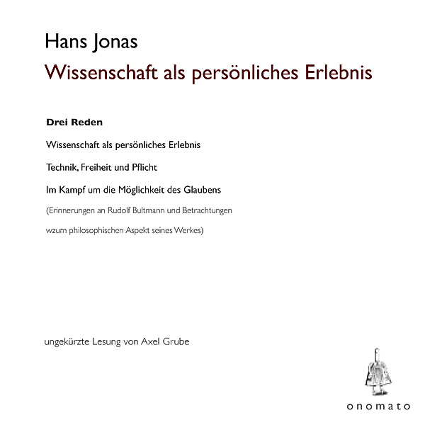 Wissenschaft als persönliches Erlebnis, Hans Jonas