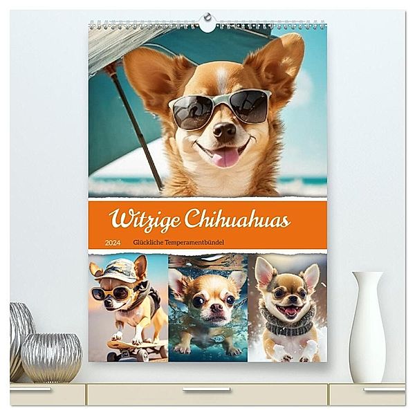 Witzige Chihuahuas. Glückliche Temperamentbündel (hochwertiger Premium Wandkalender 2024 DIN A2 hoch), Kunstdruck in Hochglanz, Rose Hurley