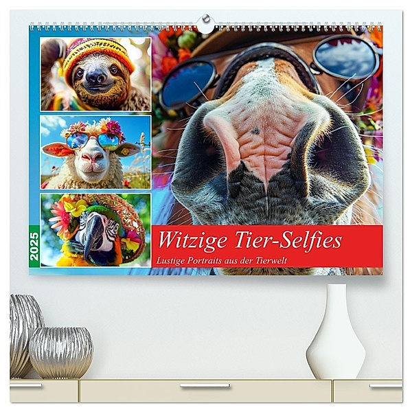 Witzige Tier-Selfies. Lustige Portraits aus der Tierwelt (hochwertiger Premium Wandkalender 2025 DIN A2 quer), Kunstdruck in Hochglanz, Calvendo, Rose Hurley