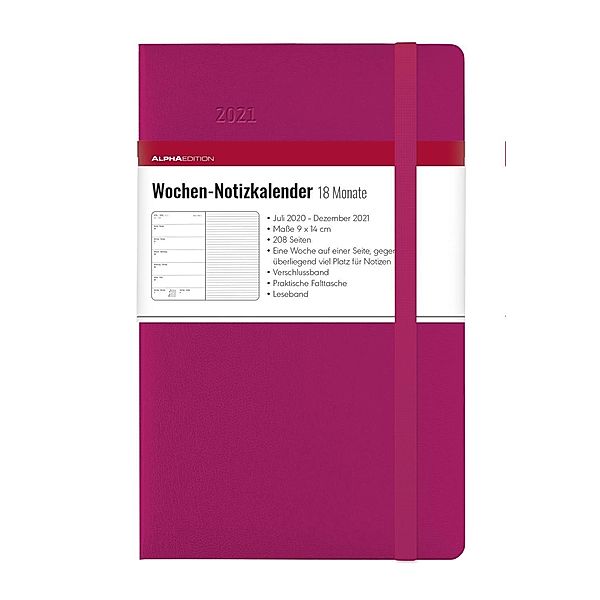 Wochen Notizkalender 18 Monate klein Berry 2021