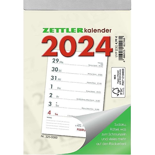 Wochenabreißkalender 2024 10,5x14,6