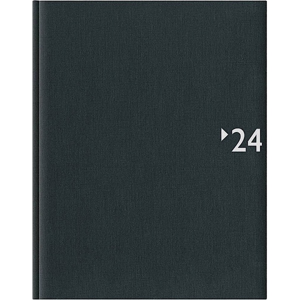 Wochenbuch anthrazit 2024 - Bürokalender 21x26,5 cm - 1 Woche auf 2 Seiten - 128 Seiten - mit Fadensiegelung - Leinenoptik - Notizbuch - 732-2621