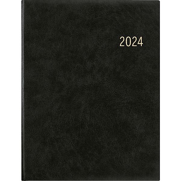 Wochenbuch anthrazit 2024 - Bürokalender 21x26,5 cm - 1 Woche auf 2 Seiten - mit Eckperforation und Fadensiegelung - Notizbuch - 728-0021
