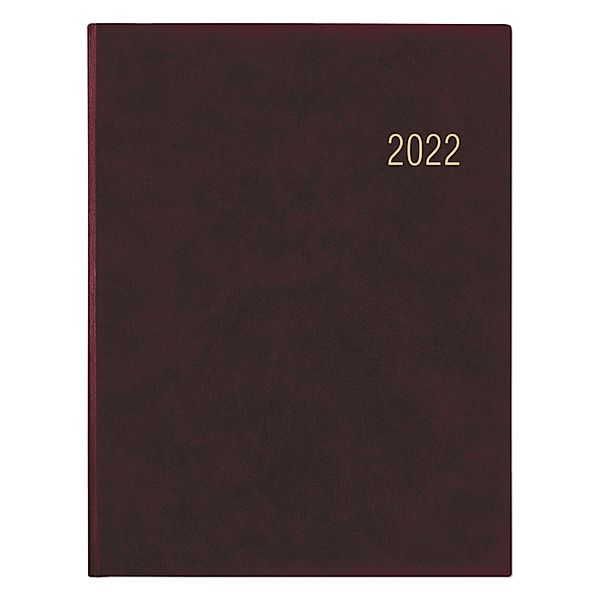 Wochenbuch bordeaux 2022 - Bürokalender 21x26,5 cm - 1 Woche auf 2 Seiten - mit Eckperforation und Fadensiegelung - Noti