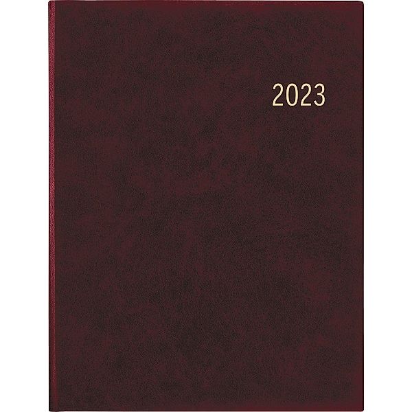 Wochenbuch bordeaux 2023 - Bürokalender 21x26,5 cm - 1 Woche auf 2 Seiten - mit Eckperforation und Fadensiegelung - Noti