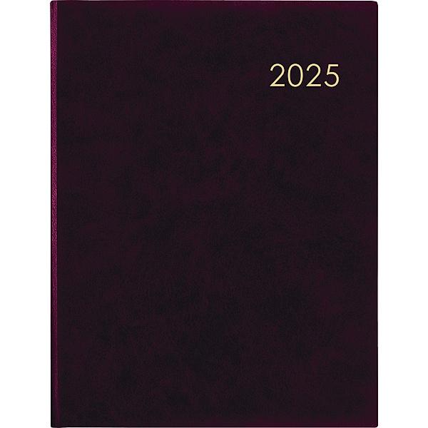 Wochenbuch bordeaux 2025 - Bürokalender 21x26,5 cm - 1 Woche auf 2 Seiten - mit Eckperforation und Fadensiegelung - Notizbuch - 739-2120