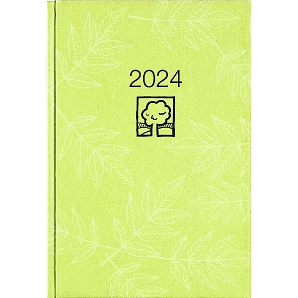 Wochenbuch grün 2024 - Bürokalender 14,6x21 cm - 1 Woche auf 2 Seiten - 128 Seiten - mit Eckperforation - Notizbuch - Blauer Engel - 766-0713