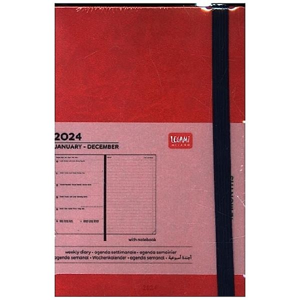 Wochenkalender Medium Notiz. - 2024 - Medium Weekly Diary With Notebook - Red