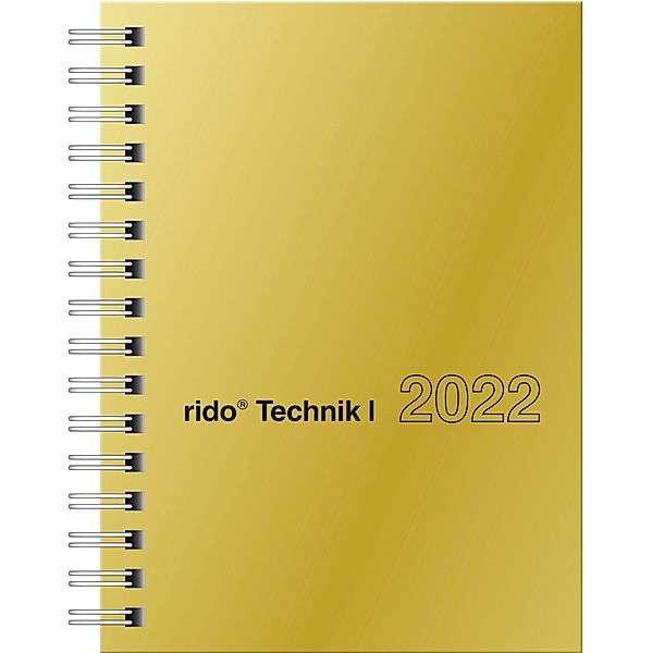 Wochenkalender Modell perfect/Technik I, 2022, Glanzkarton-Einband goldfarben