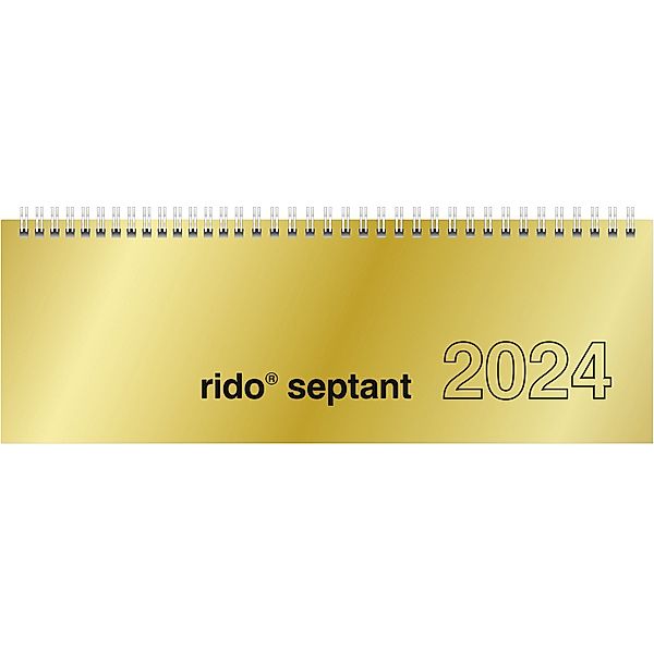 Wochenkalender, Tischkalender, 2024, Modell septant, Glanzkarton-Einband, goldfarben