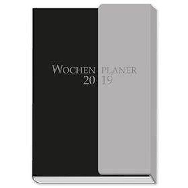 Wochenplaner mit Klappe 2019 schwarz/grau