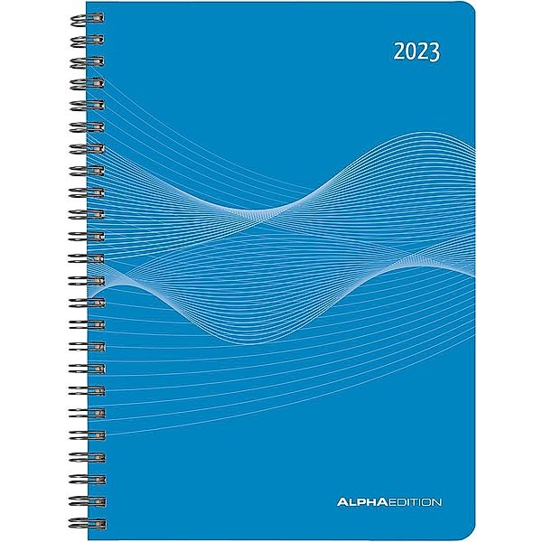 Wochenplaner PP-Einband blau 2023 - Büro-Kalender A5 - Cheftimer - blue - Ringbindung - 1 Woche 2 Seiten - 128 Seiten -