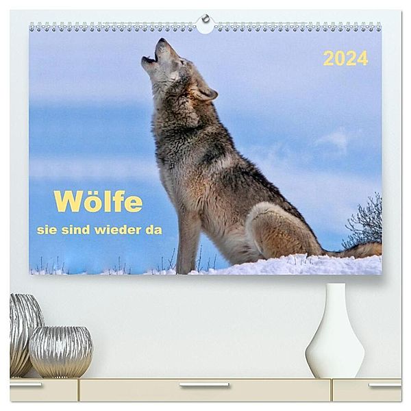 Wölfe - sie sind wieder da (hochwertiger Premium Wandkalender 2024 DIN A2 quer), Kunstdruck in Hochglanz, Peter Roder