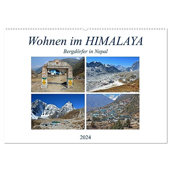 Wohnen im HIMALAYA, Bergdörfer in Nepal (Wandkalender 2024 DIN A2 quer), CALVENDO Monatskalender, Ulrich Senff
