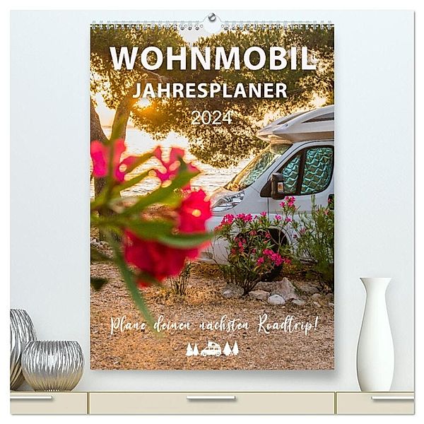 Wohnmobil Jahresplaner (hochwertiger Premium Wandkalender 2024 DIN A2 hoch), Kunstdruck in Hochglanz, Mario Weigt