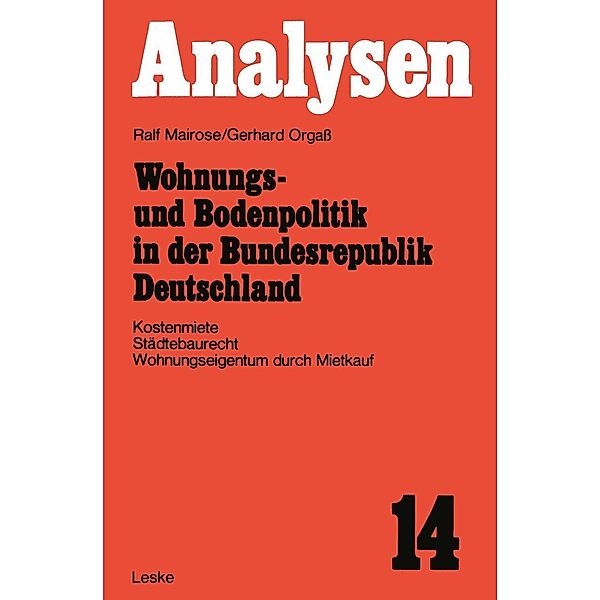 Wohnungs- und Bodenpolitik in der Bundesrepublik Deutschland, Ralf Mairose