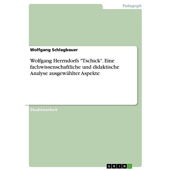 Wolfgang Herrndorfs Tschick. Eine fachwissenschaftliche und didaktische Analyse ausgewählter Aspekte, Wolfgang Schlagbauer