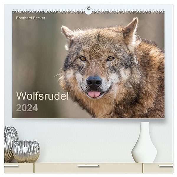 Wolfsrudel (hochwertiger Premium Wandkalender 2024 DIN A2 quer), Kunstdruck in Hochglanz, Eberhard Becker