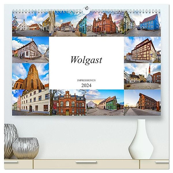 Wolgast Impressionen (hochwertiger Premium Wandkalender 2024 DIN A2 quer), Kunstdruck in Hochglanz, Dirk Meutzner