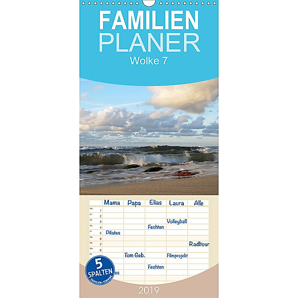 Wolke 7 - Familienplaner hoch (Wandkalender 2019 , 21 cm x 45 cm, hoch)