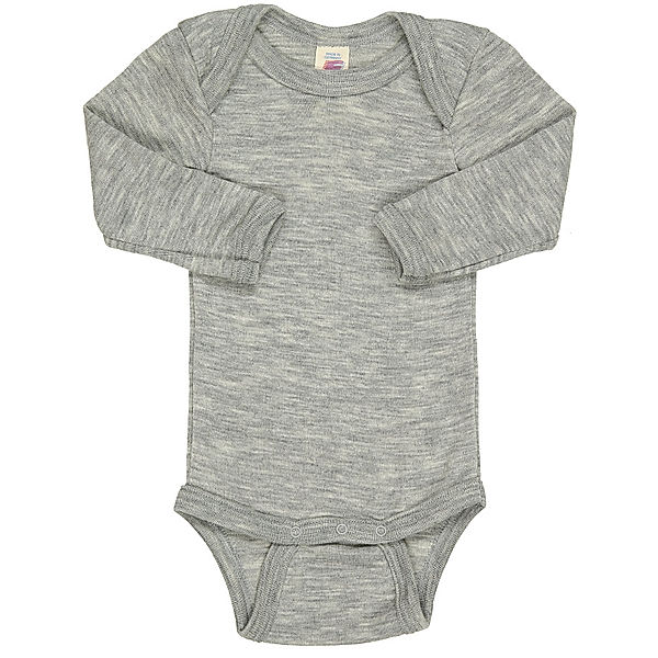 ENGEL Woll-Langarmbody BASIC BABY in grau melange