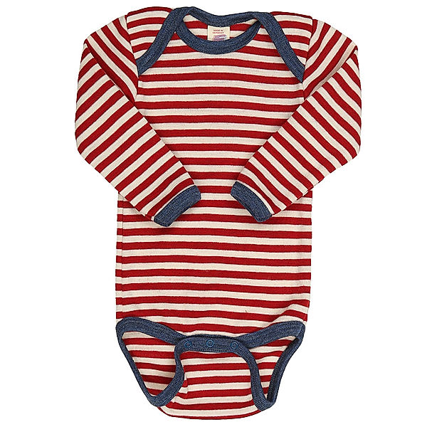 ENGEL Woll-Langarmbody ESSENTIAL BABY gestreift in rot melange